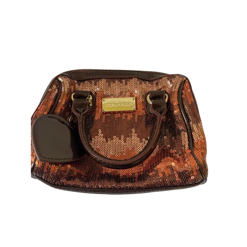 Sequined satchel handbag, Steve Madden mini barrel bag
